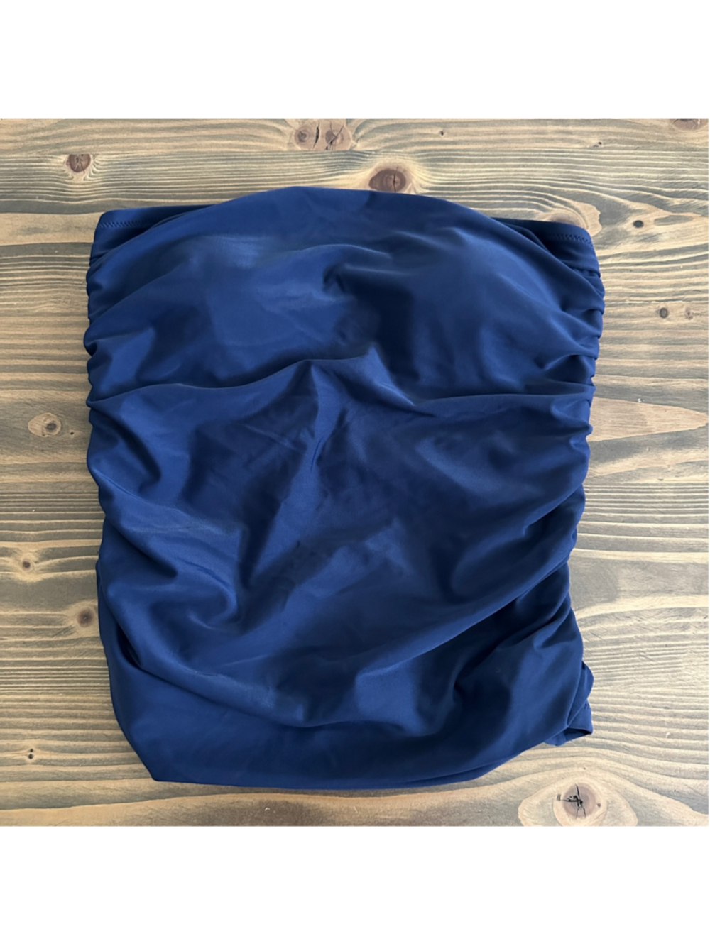 J.Crew Women's Bandeau Bikini Top Blue Ruched Small SP24 BY481 Preppy Coastal